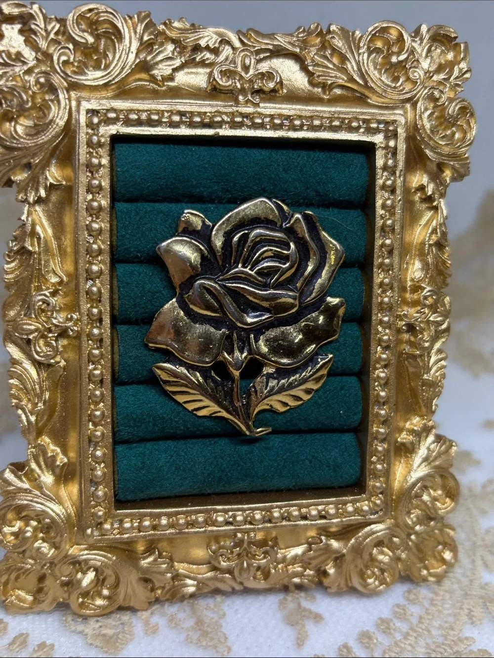 Vintage BALLOU REG’D Gold Tone Rose Brooch – Sculptural Floral Estate Pin 70’s